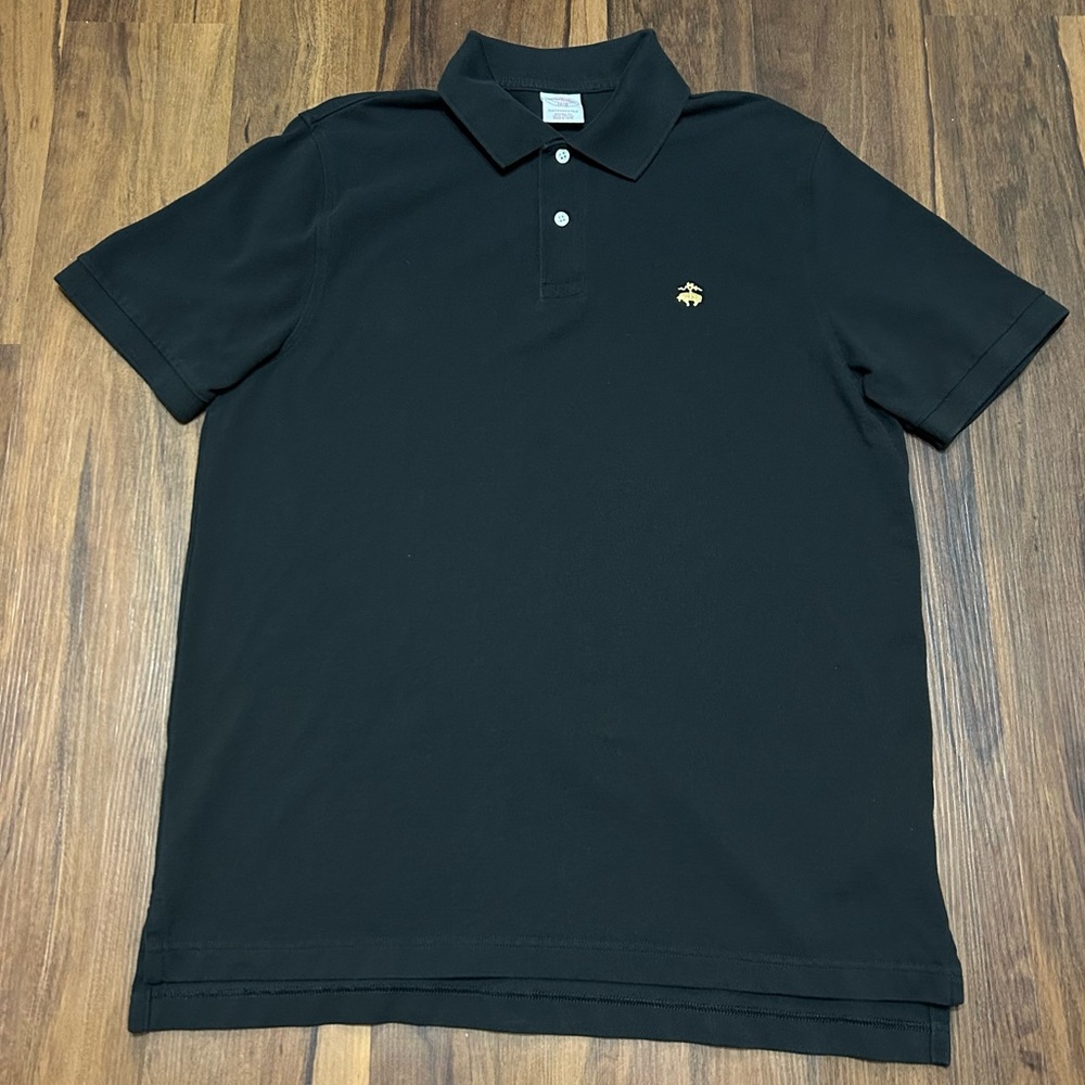 Brooks Brothers Men Original Fit Performance Polo Black Size Large L Cotton 1818